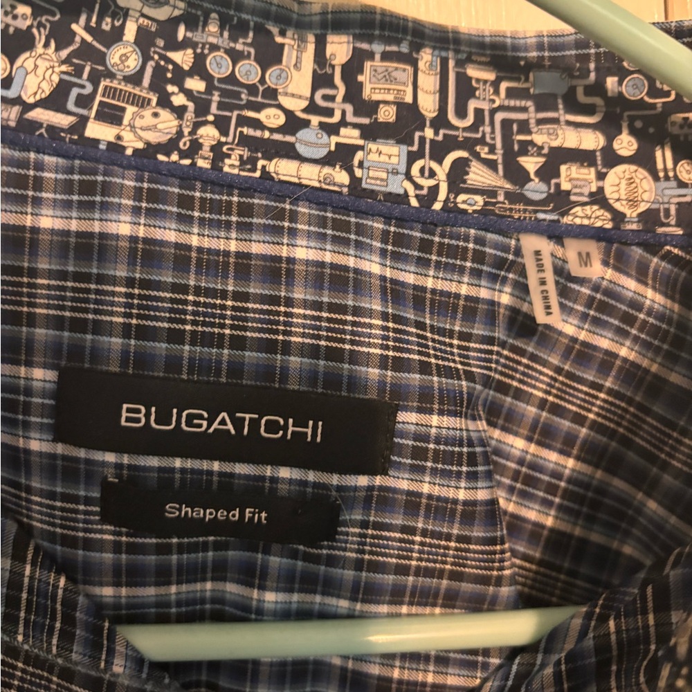 Bugatchi Black and Blue Checkered Shirt